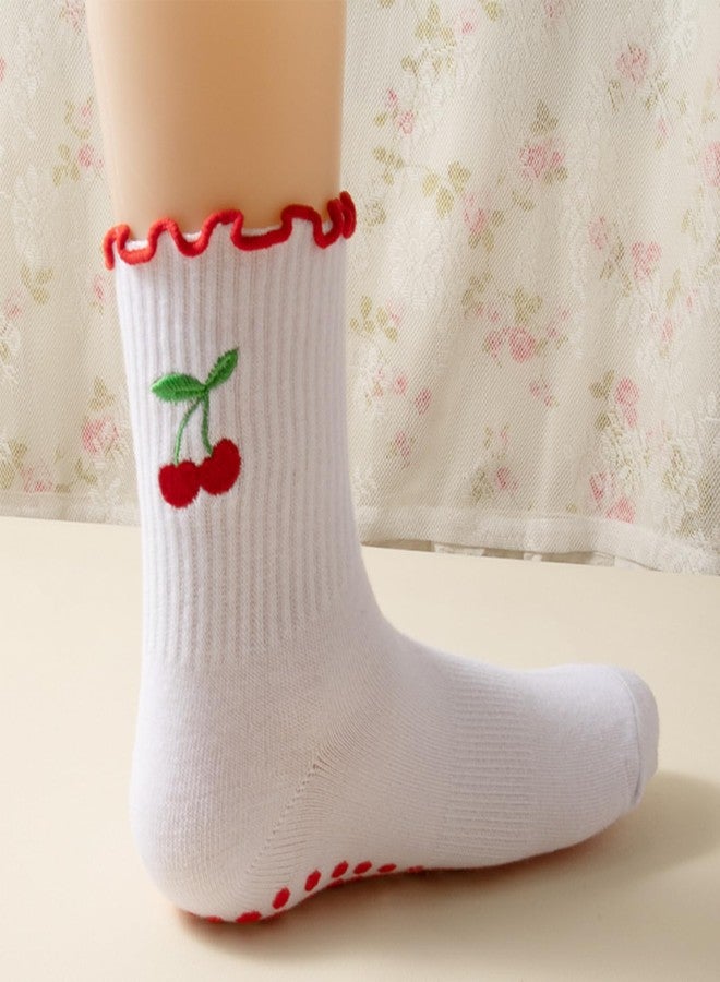 BOBOAR Pilates Yoga Grip Anti Slip Grippy Socks With Grips for Women Non Skid Cotton Crew for Barre Workout - Image 3